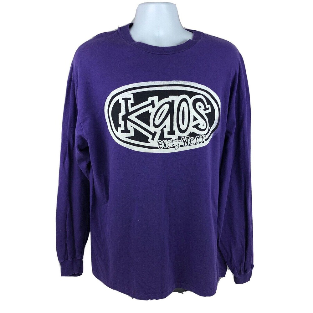 Kaos Every Wear Vintage 90s Long Sleeve‎ T-Shirt XL Single Stitch Skateboard